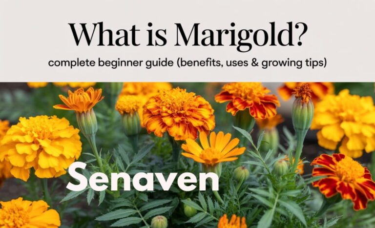 Vibrant yellow and orange marigold flowers in a home garden