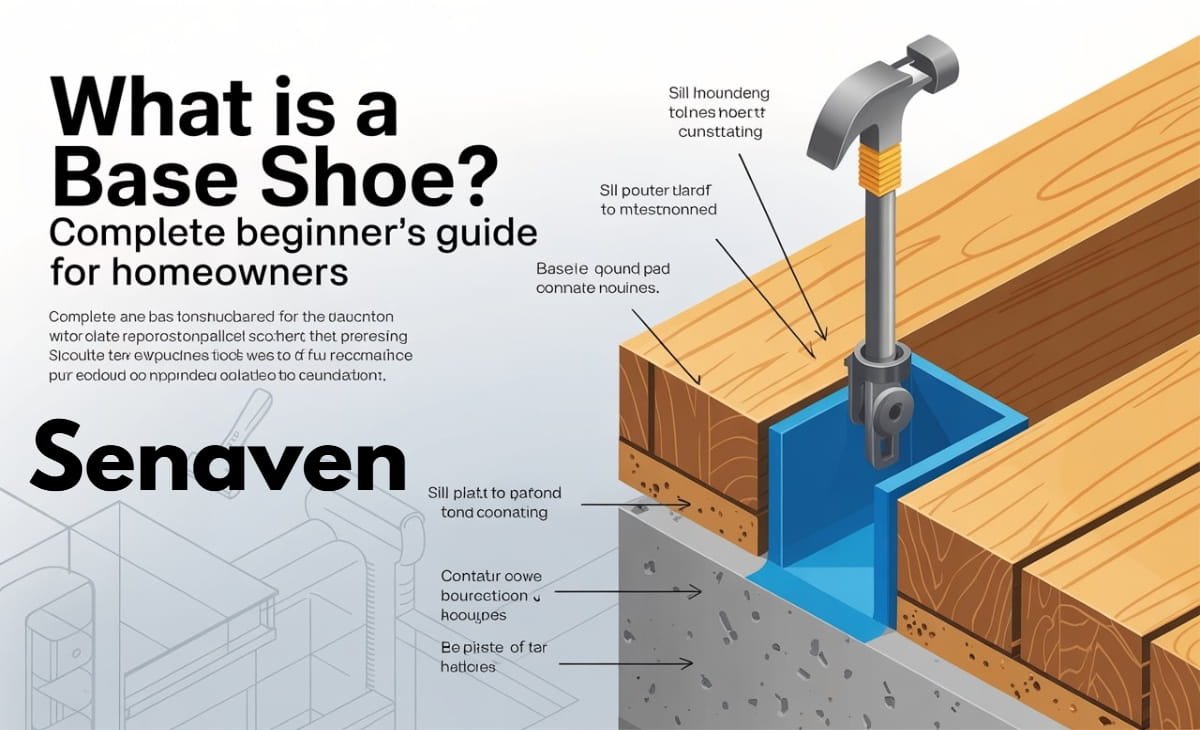 Base shoe molding installed at the bottom of a baseboard on hardwood flooring