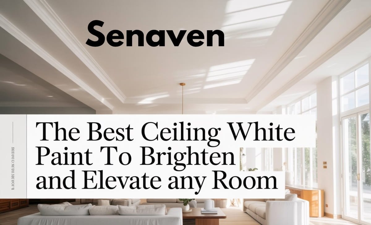 Ceiling painted in flat white with smooth finish, brightening a modern living room