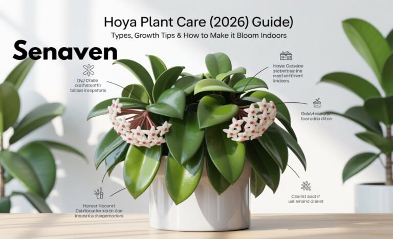 Healthy hoya plant with thick waxy green leaves and trailing vines growing indoors in natural bright light