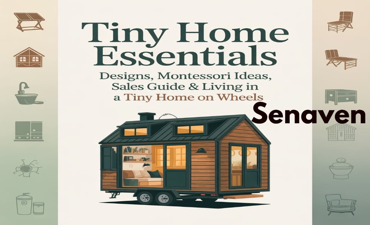 A modern tiny home interior with open space design, wooden furniture, and natural lighting for minimalist living