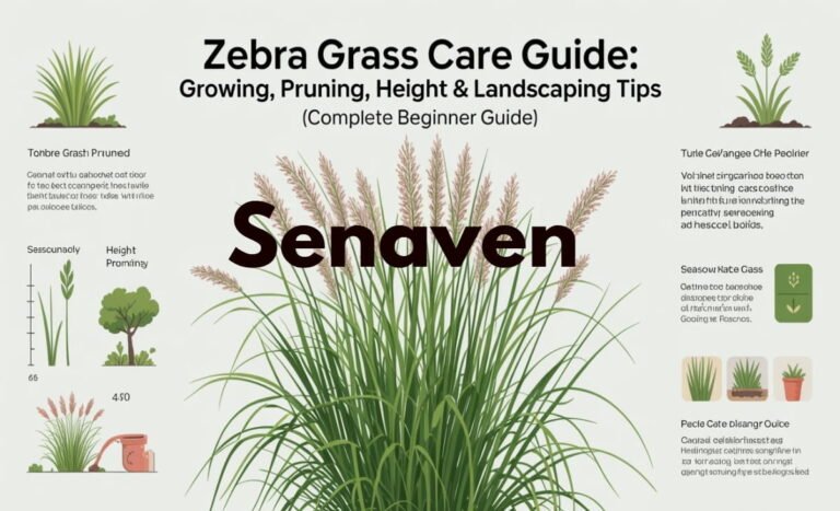 Zebra grass plant growing in a garden with tall striped green and yellow leaves